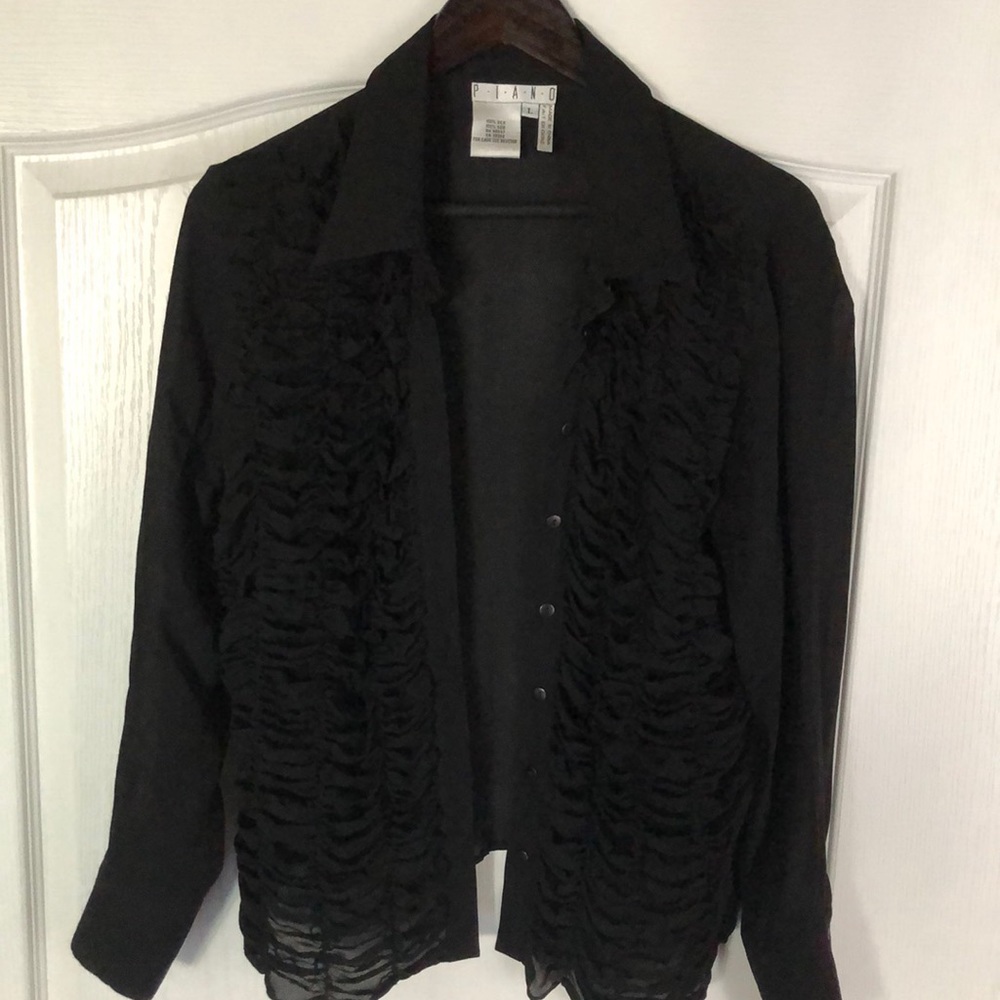 Women’s Sheet Tuxedo Blouse - 100% silk